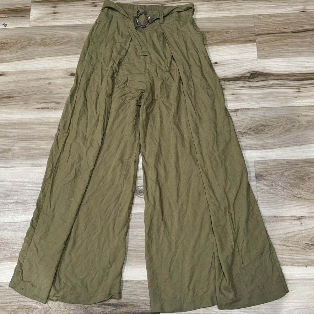 Monki Wide Leg Belted Khaki Pants Women’s XS